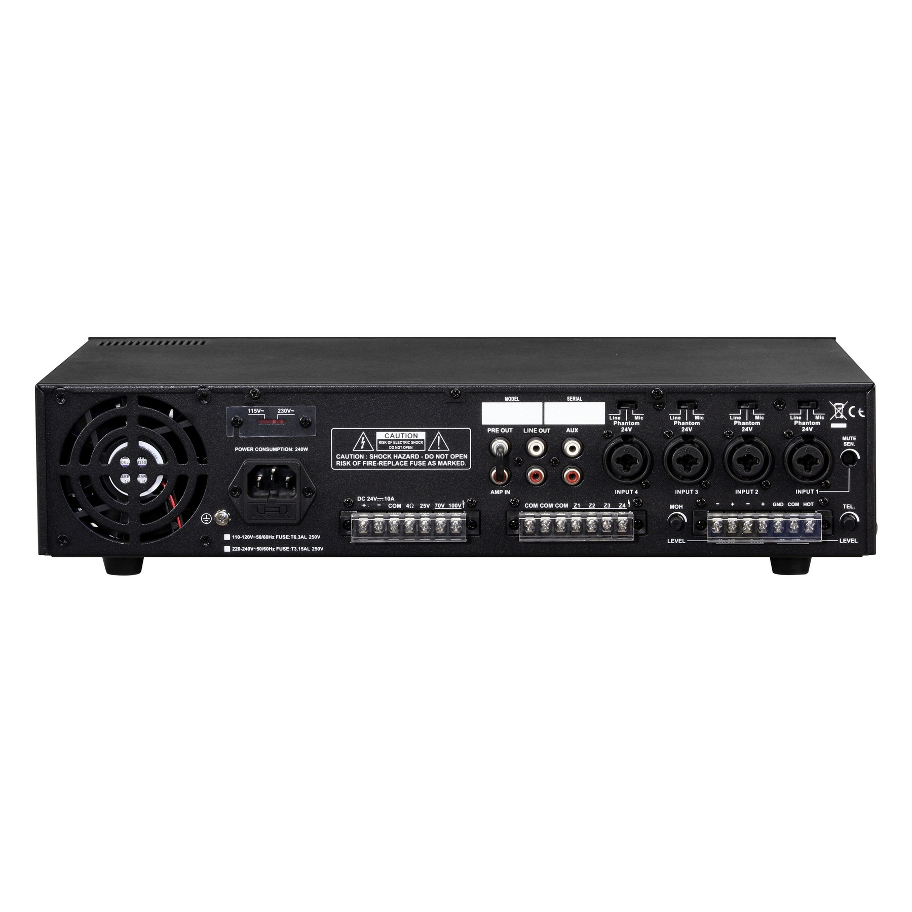 SHOW MPA-120RS - .  120,DC24,25/70/100, MP3-,4micline+aux, 4 