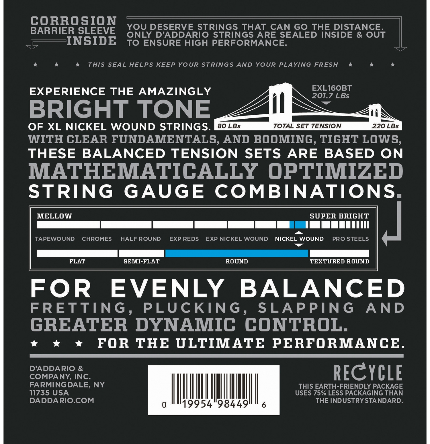 D'ADDARIO EXL160BT -   -, long 050-120