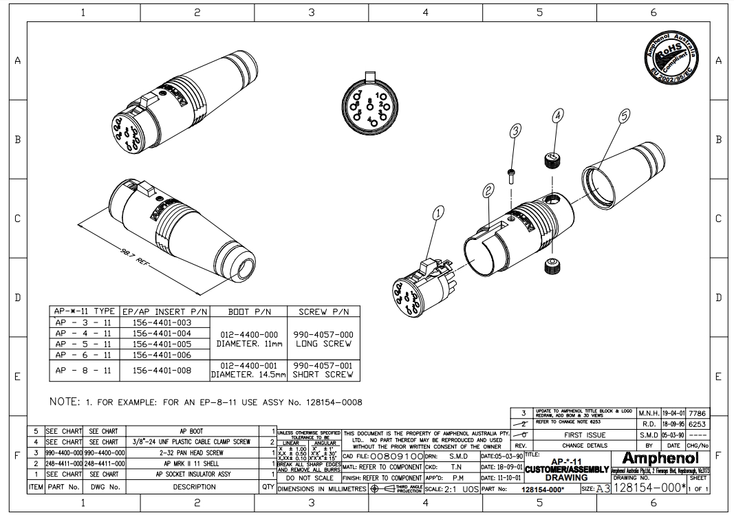AMPHENOL AP-4-11 -    4 , " ",   - , 