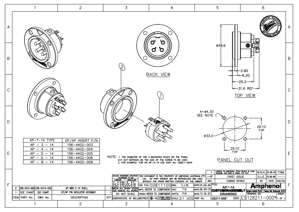 AMPHENOL AP-6-14 -    6 , 