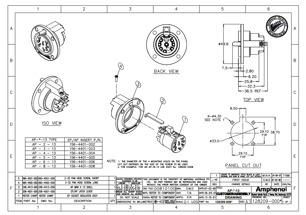 AMPHENOL AP-4-13 -    4 , " ",   - , ., 