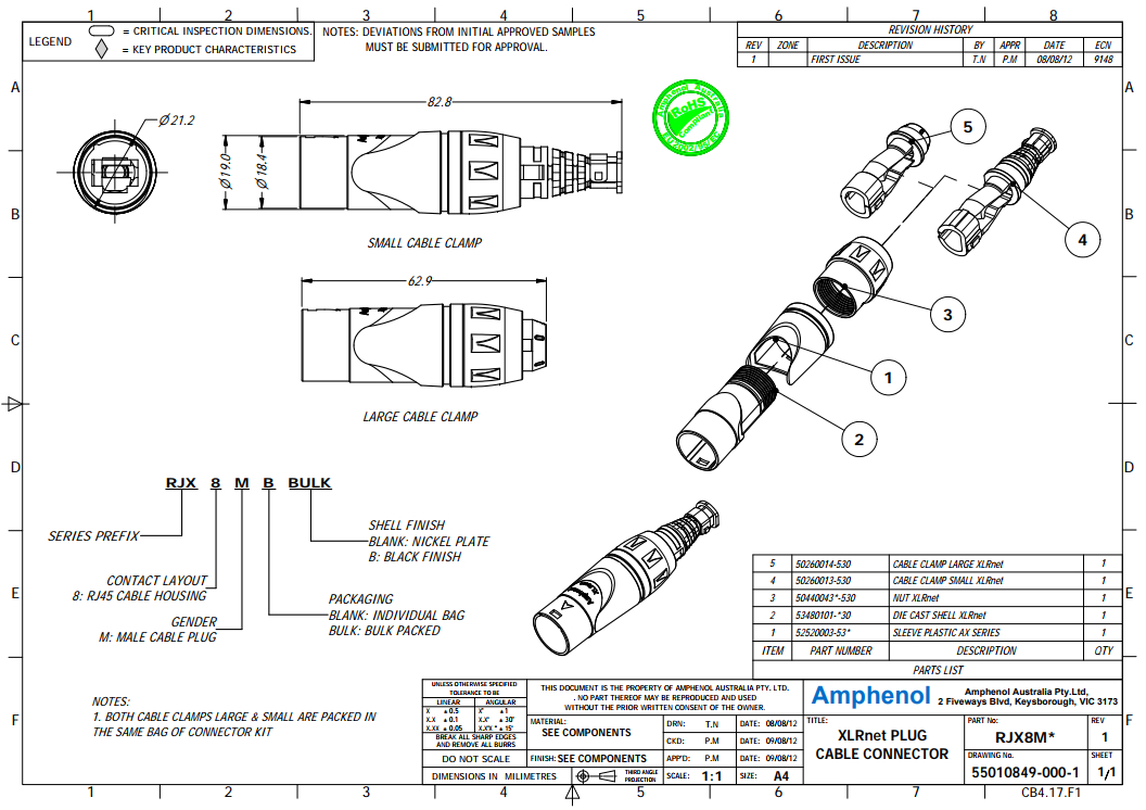 AMPHENOL RJX8MB -     RJ45,  XLRnet,   