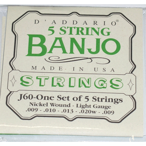 D'ADDARIO J60 -   , 5 String and Tenor Banjo/Light/Nickel