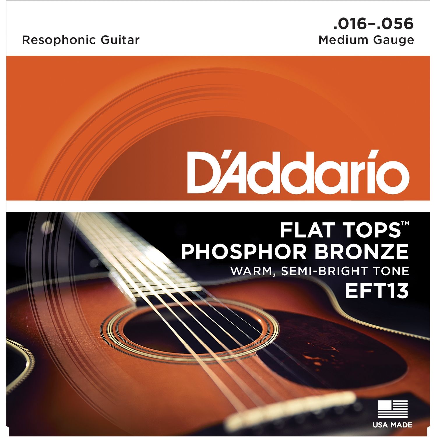 D'ADDARIO EFT13 - струны для акустической. гитары, фосфор/бронза, полир, resophonic Guitar 16-56*