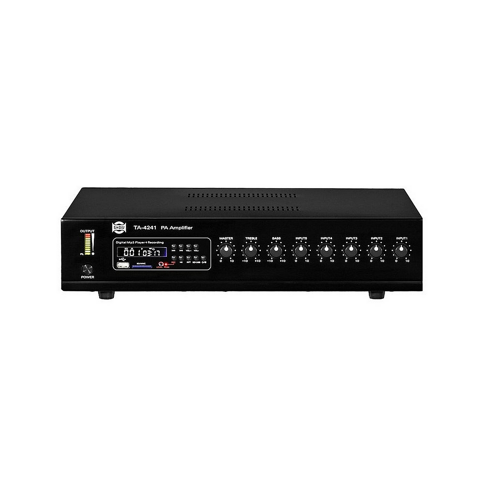 SHOW TA-4241 - трансляц. система 240 Вт, 25/70/100 В, 4Line/mic+2AUX, MP3 плеер пишущий