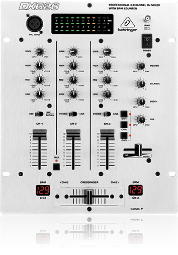 BEHRINGER DX626 - DJ микшер, 3 канала, кроссфейдер ULTRAGLIDE,эквалайзер