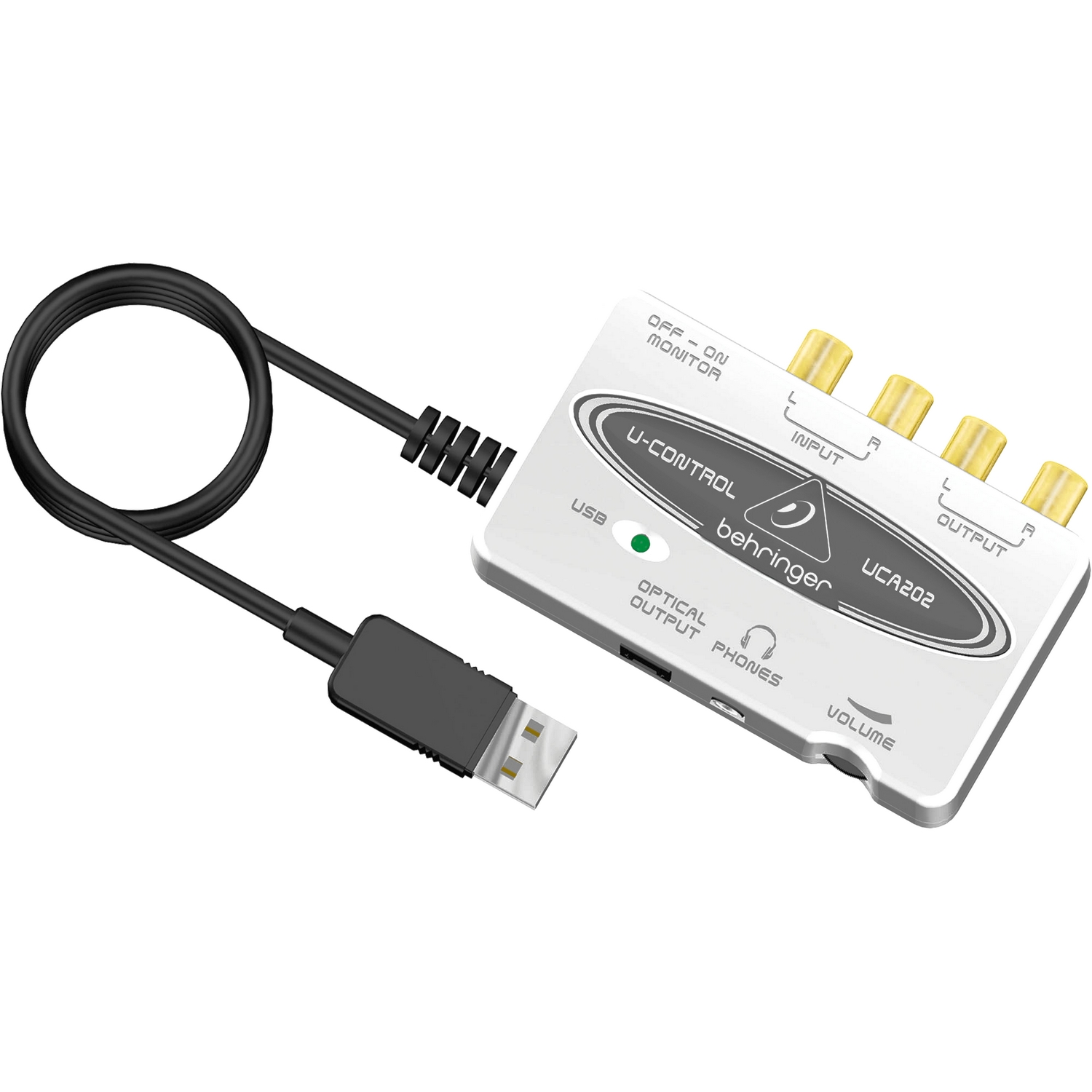 BEHRINGER UCA202 - аудиоинтерфейс USB, 16 бит/48 кГц, 2входа, 2 выхода, SPDIF