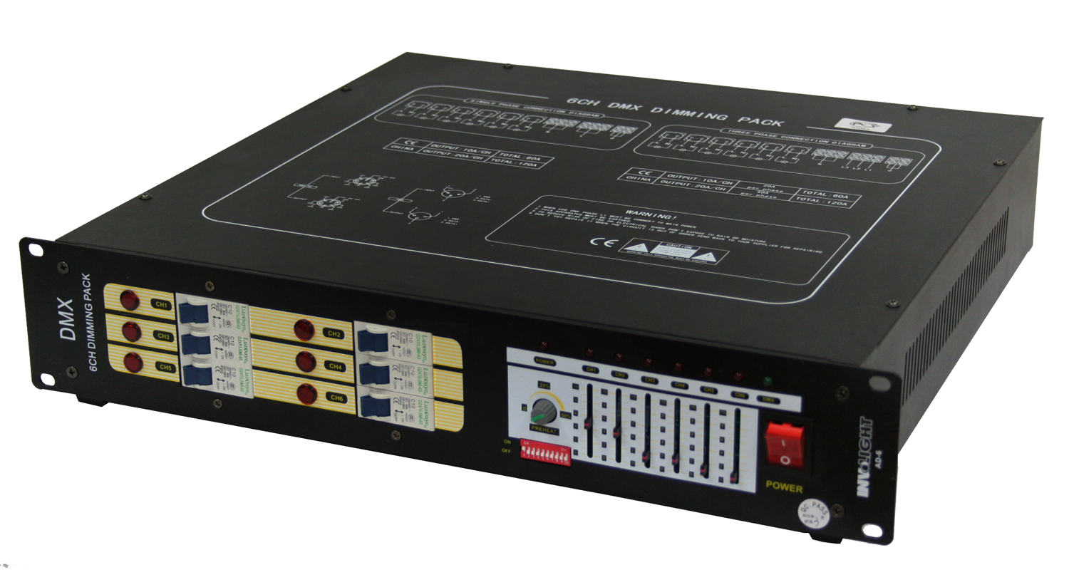 INVOLIGHT AD6 - цифровой диммер, 6 каналов по 2,2 кВт, дроссели, DMX-512, аналоговое 0-10 B